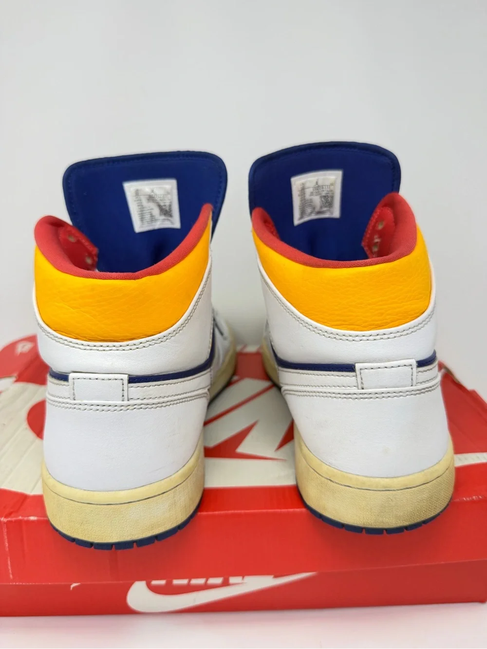 Nike Air Jordan 1 Mid Laser Orange Royal Blue White 554724-131 Men’s Size 12